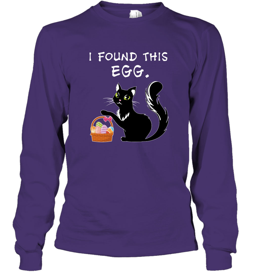 I Found This Egg Cat Easter Day Shirt Long Sleeve T-Shirt Long Sleeve T-Shirt Purple