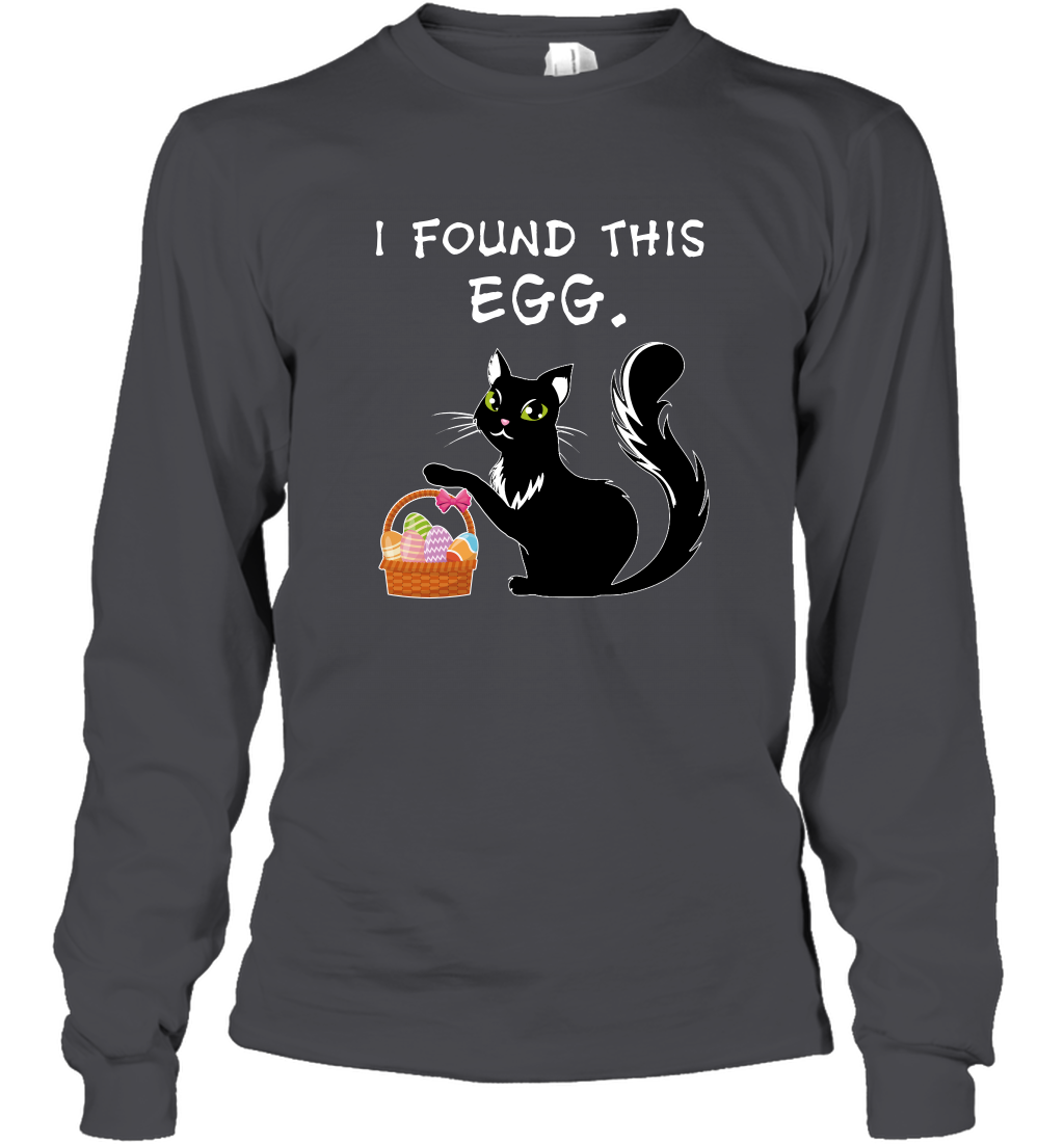 I Found This Egg Cat Easter Day Shirt Long Sleeve T-Shirt Long Sleeve T-Shirt Dark Heather