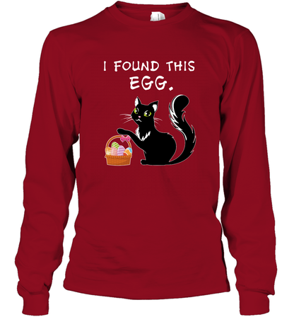 I Found This Egg Cat Easter Day Shirt Long Sleeve T-Shirt Long Sleeve T-Shirt Cardinal Red