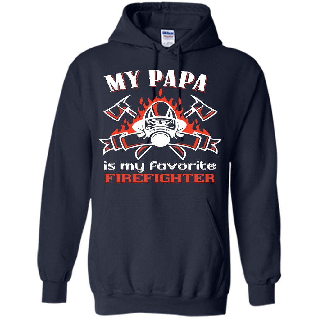 Firefighter Papa T-shirt My Papa Is My Favorite Firefighter Navy
