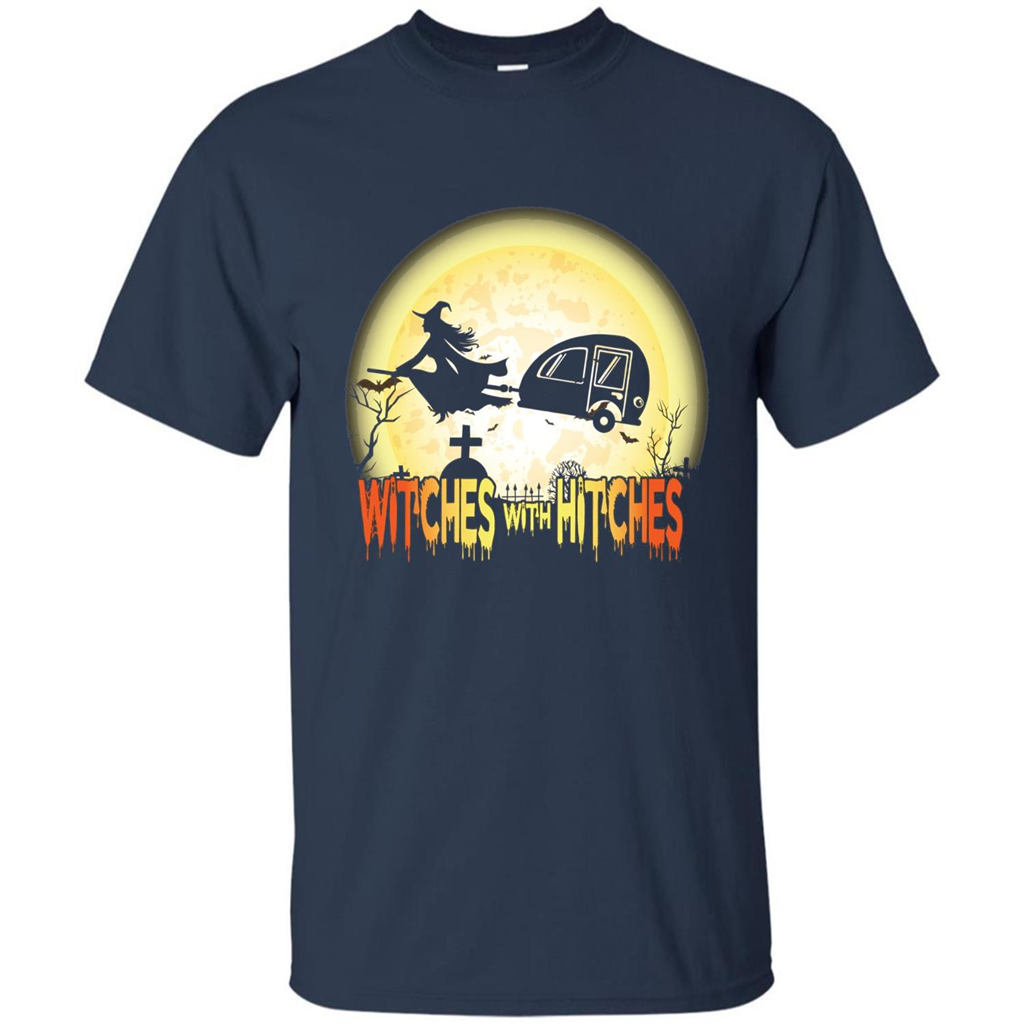 Witches With Hitches Camping Funny T-shirt Halloween T-shirt Navy