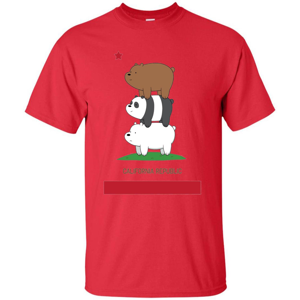 CN We Bare Bears California Flag Stack T-shirt Red