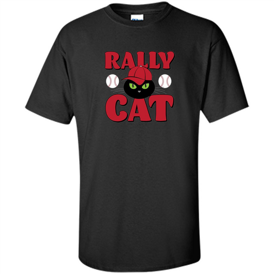 Rally Cat Baseball T-shirt Black