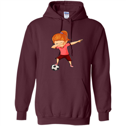 Soccer T-shirt For Girls Funny Dabbing Dab Dance Soccer Ball Maroon
