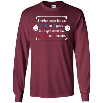 Funny T-shirt A Girl Makes Him Mental In 20 Minuutes Maroon