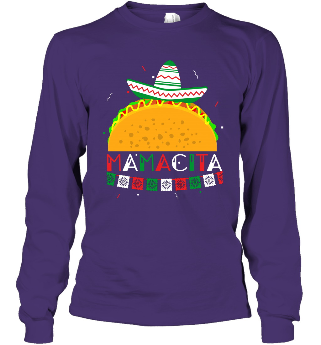 Mamacita Taco Tacos Mexican Cactus Cinco De Mayo Shirt Long Sleeve T-Shirt Long Sleeve T-Shirt Purple