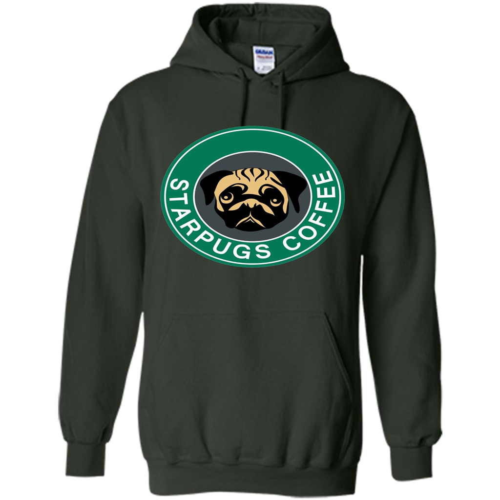 Starpugs Coffee T-shirt Pug Dog Lover T-shirt Forest Green