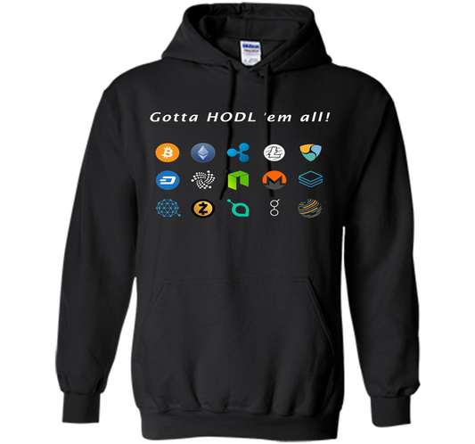 Ethereum Bitcoin Litecoin Gotta Hold'em All T-shirt Black