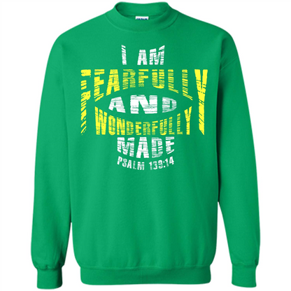 Christian T-shirt I Am Fearfully And Wonderfully Made Psalm Irish Green
