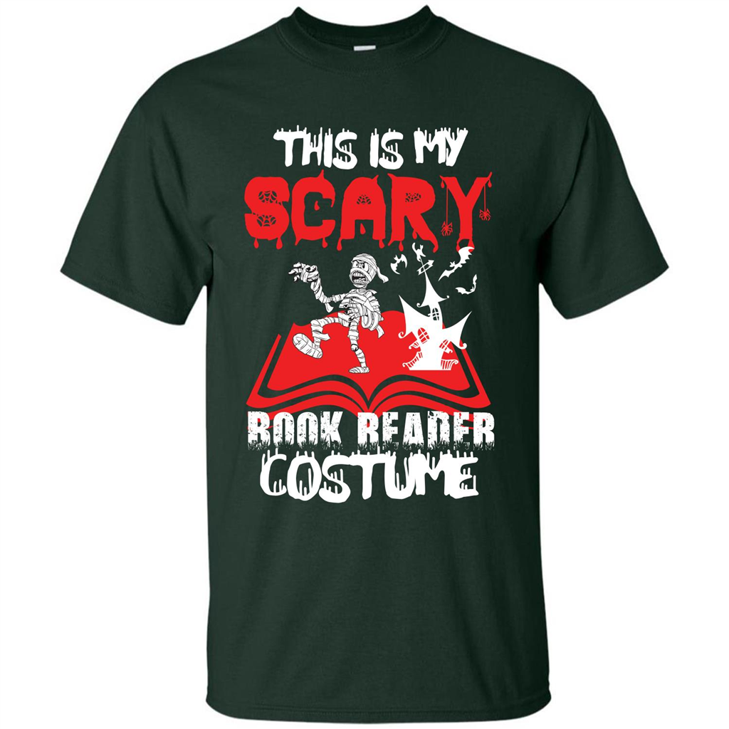 Halloween T-shirt This Is My Scary Book Reader Costume T-shirt Forest Green
