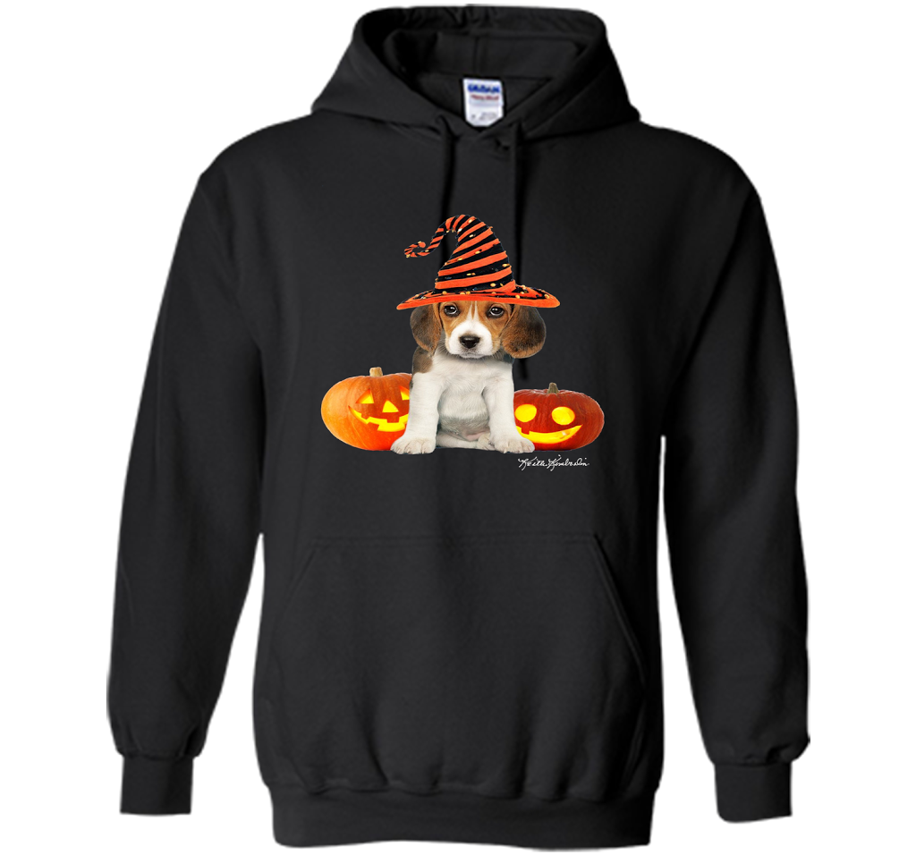 Cute Halloween Beagle Puppy Pumpkins T-shirt Black