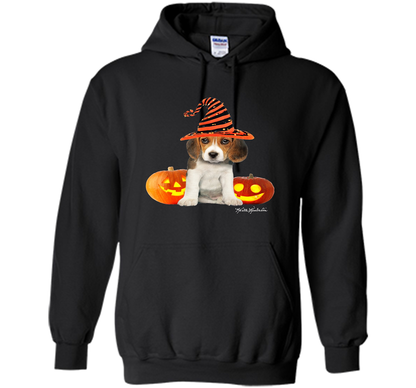 Cute Halloween Beagle Puppy Pumpkins T-shirt Black