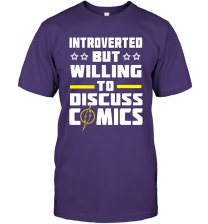Introverted But Willing To Discuss Comics Shirt T-Shirt T-Shirt Purple