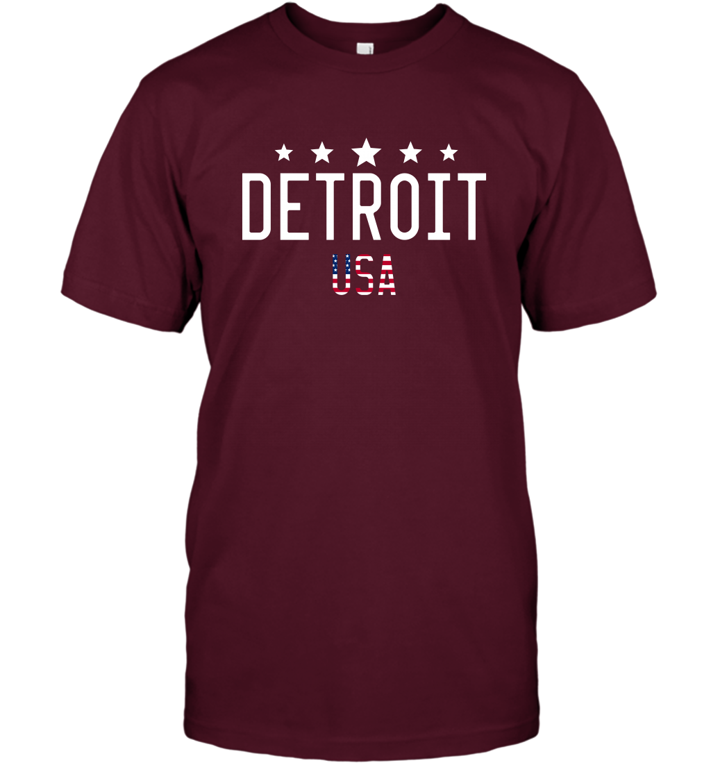 Detroit Usa Shirt T-Shirt T-Shirt Maroon