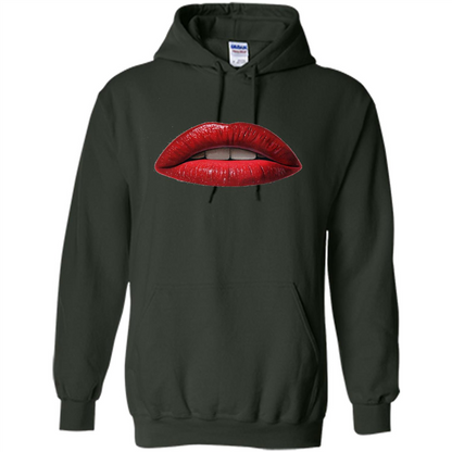 Red Lips T-shirt with Red Lips Art T-shirt Forest Green
