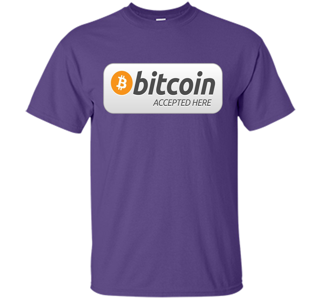 Bitcoin Accepted Here BTC Cryptocurrency T-shirt Purple