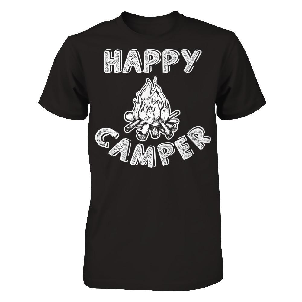 Happy Camper T-shirt Next Level - Unisex Fitted Tee Black