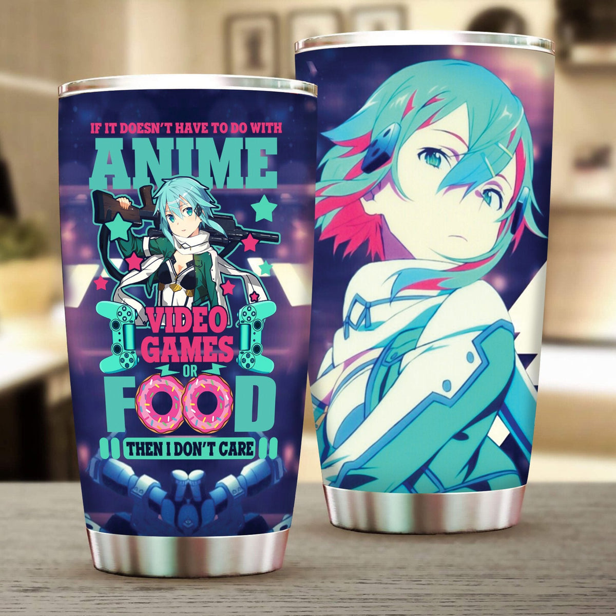 If it doesn't have to do with anime or food then I don't care Sinon Sword Art Online Tumbler 20oz