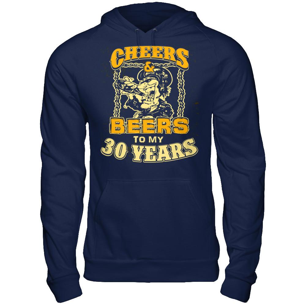 Cheers & Beers To My 30 Years T-shirt Gildan - Pullover Hoodie Navy