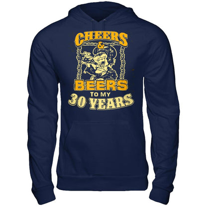 Cheers & Beers To My 30 Years T-shirt Gildan - Pullover Hoodie Navy