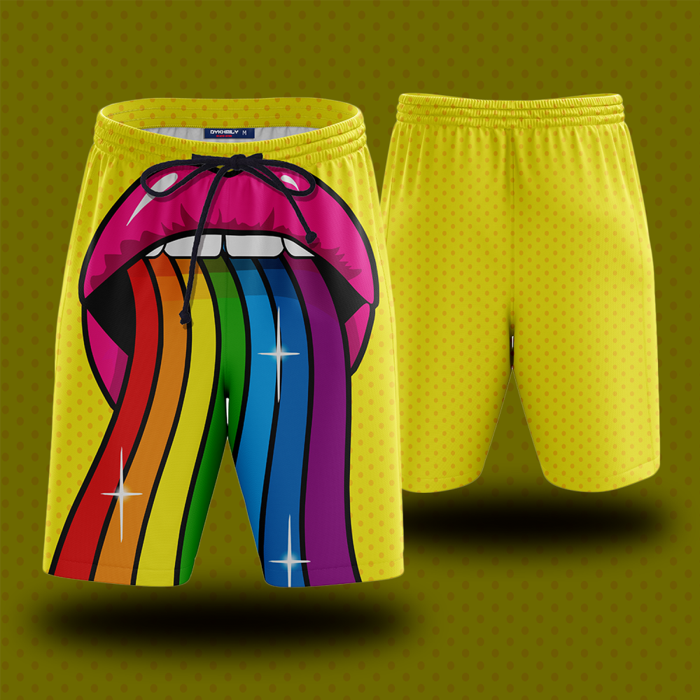 Rainbow Mouth Eliquids (Yellow) LGBTQ Support Beach Short