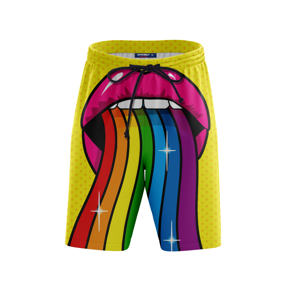 Rainbow Mouth Eliquids (Yellow) LGBTQ Support Beach Short