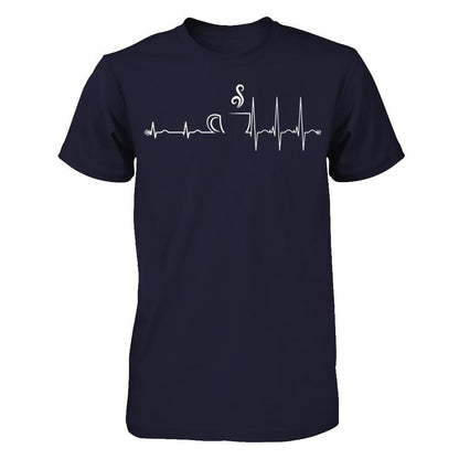 Coffee Heartbeat T-shirt Next Level - Unisex Fitted Tee Midnight Navy