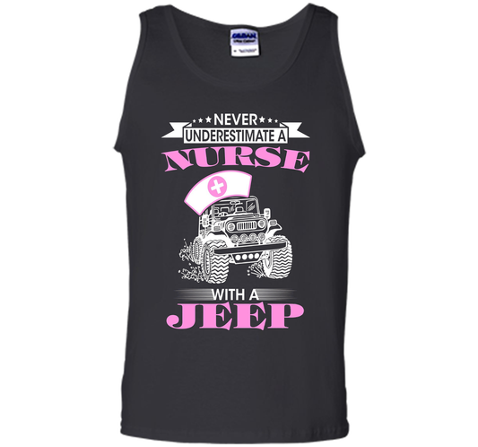 Never Underestimate A Nurse With A Jeep Funny Saying T-shirt Black