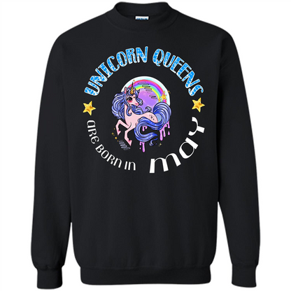 May Unicorn T-shirt Unicorn Queens Are Born May Black