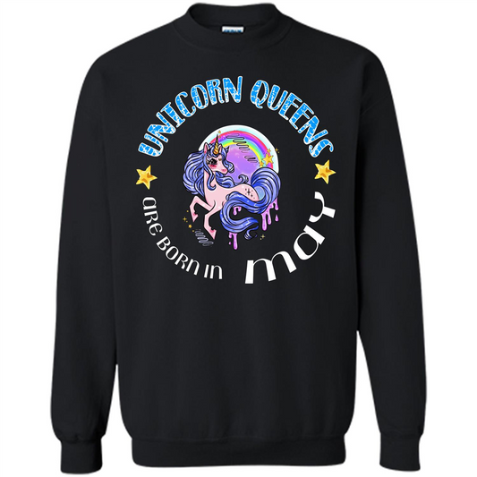 May Unicorn T-shirt Unicorn Queens Are Born May Black