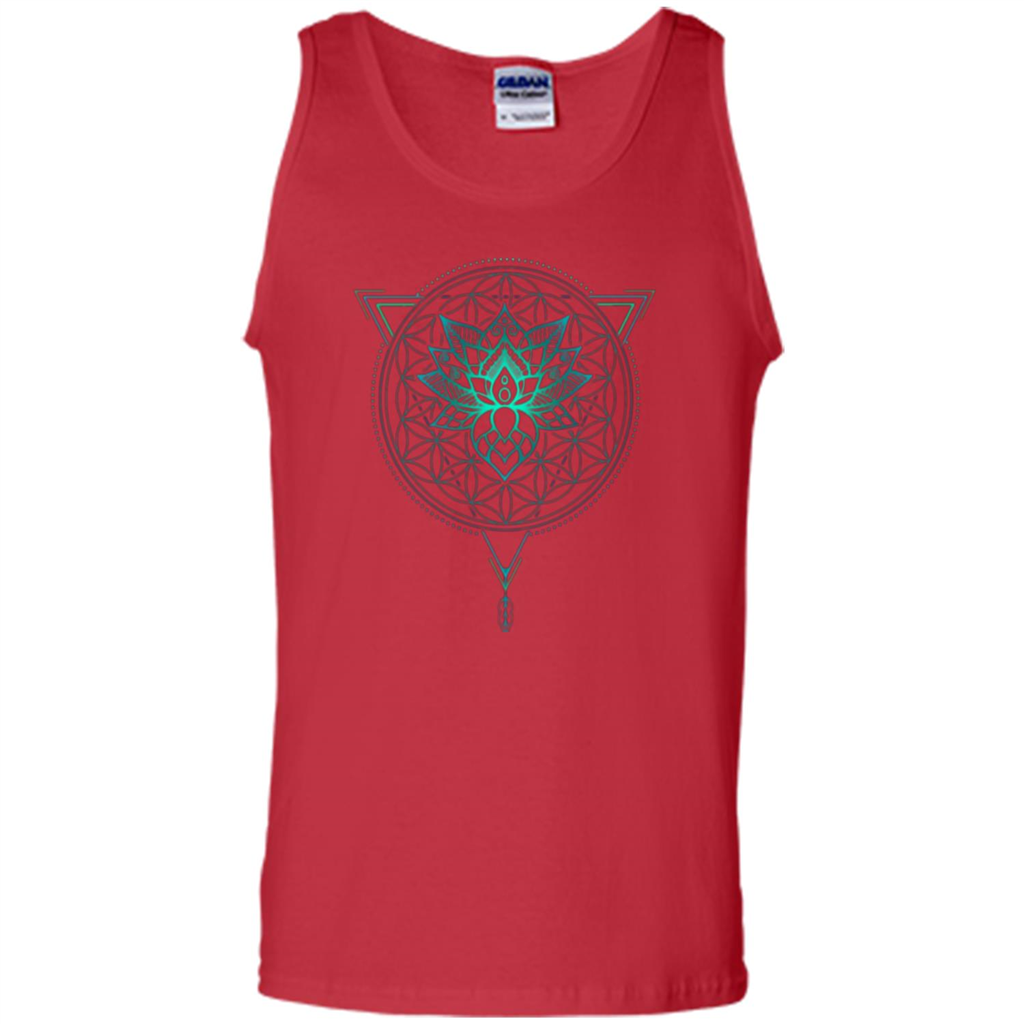 Lotus Flower Of Life T-shirt Mandala in Geometric Triangle Red