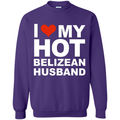 I Love My Hot Belizean Husband T-shirt Wife Marriage Belize Purple