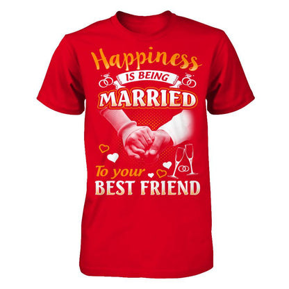 Happiness Is Being Married To Your Best Friend T-shirt Next Level - Unisex Fitted Tee Red