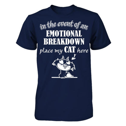 In The Event Of An Emotional Breakdown Place My Cat Here Gildan - Short Sleeve Tee Navy
