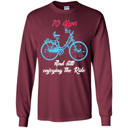 Anniversary T-shirt 10 Years And Still Enjoying The Ride Maroon