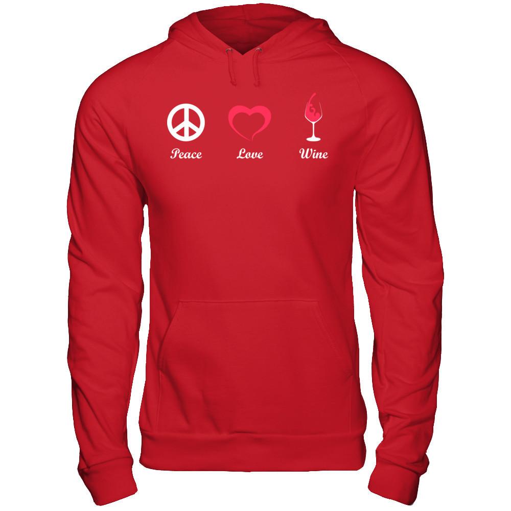Peace Love Wine Gildan - Pullover Hoodie Red