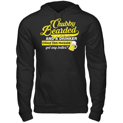 Chubby Bearded And A Drinker Could This Package Get Any Better T-shirt Gildan - Pullover Hoodie Black