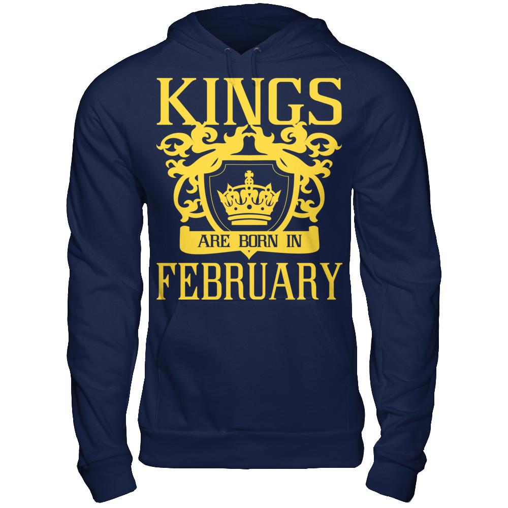 Kings Are Born In February T-shirt Gildan - Pullover Hoodie Navy