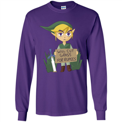 Video Games T-shirt Will Cut Grass For Rupees T-shirt Purple