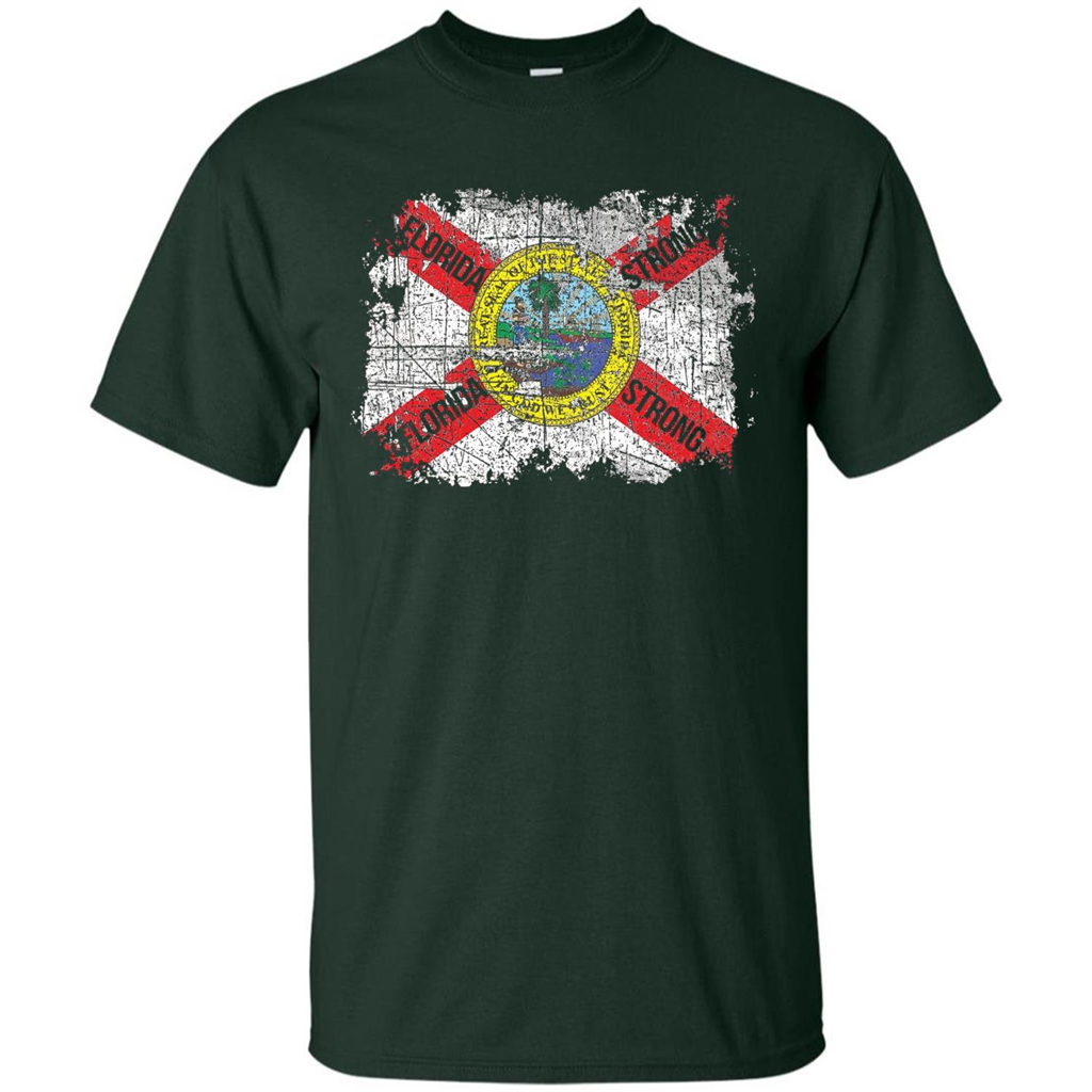 Florida Strong T-shirt Florida Distressed Flag T-Shirt Forest Green