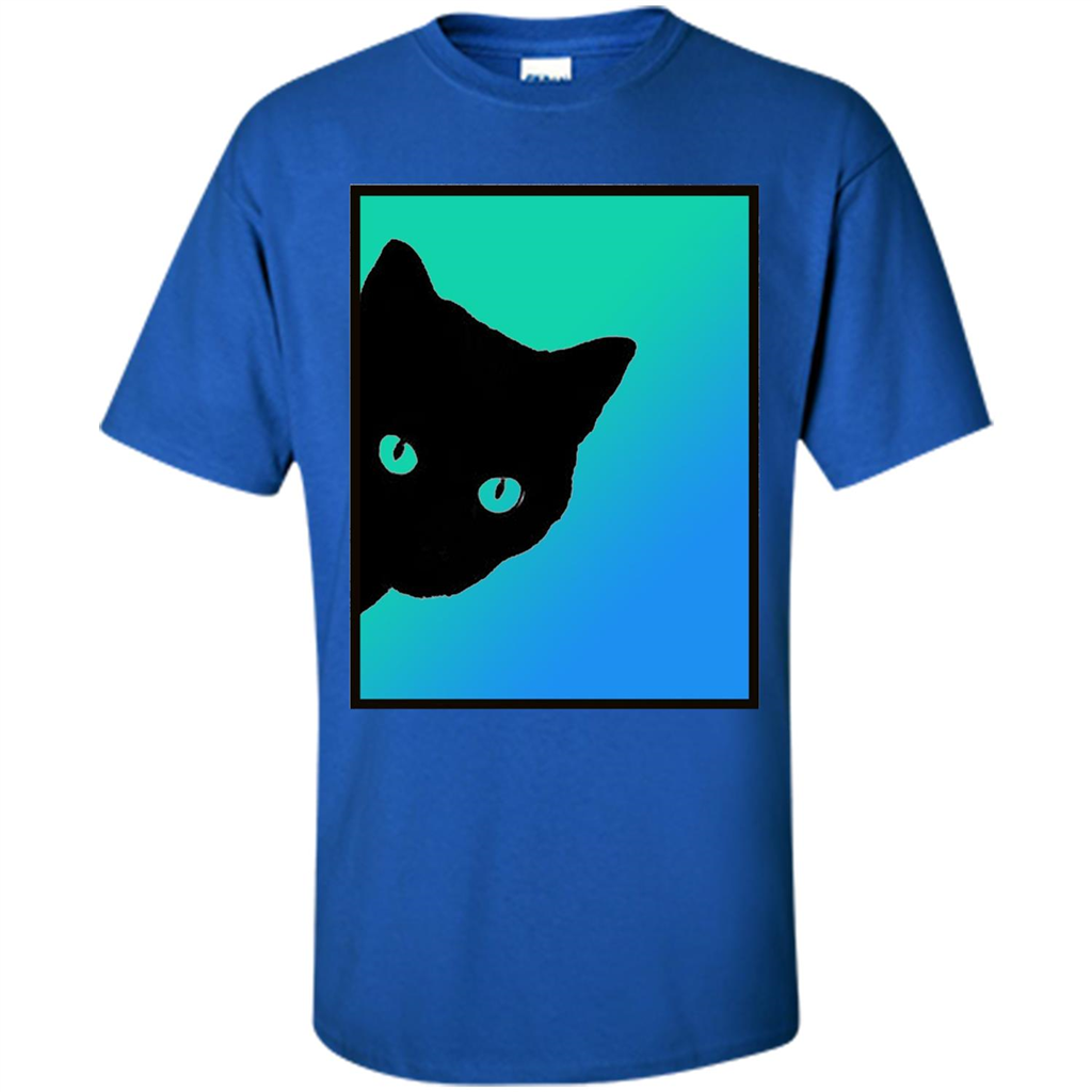 Cat Lover T-shirt Black Cat Blue Green T-shirt Royal