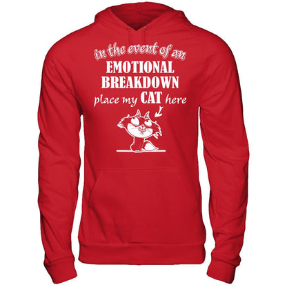 In The Event Of An Emotional Breakdown Place My Cat Here Gildan - Pullover Hoodie Red