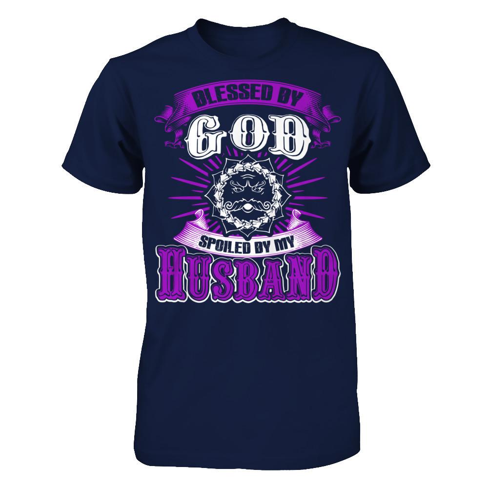 Blessed By God Spoiled By My Husband T-shirt Gildan - Short Sleeve Tee Navy