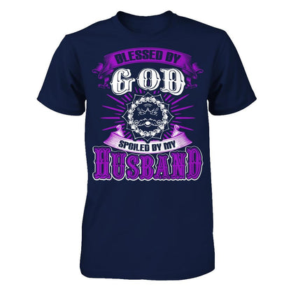 Blessed By God Spoiled By My Husband T-shirt Gildan - Short Sleeve Tee Navy