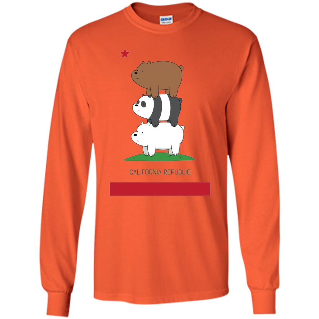 CN We Bare Bears California Flag Stack T-shirt Orange