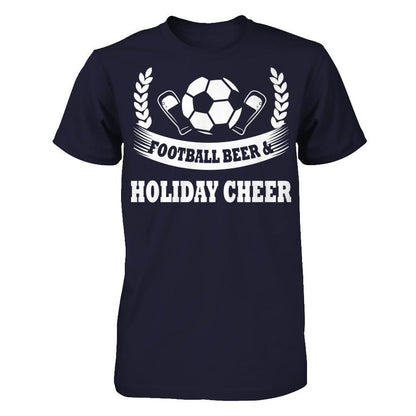 Football, Beer & Holiday Cheer T-shirt Next Level - Unisex Fitted Tee Midnight Navy