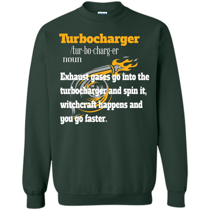 Car Lover T-shirt Turbocharger Exhaust Gases Go Into The Turbocharger Forest Green