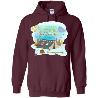 Camping T-shirt I Asked For Happiness God Gave Me Camping Maroon