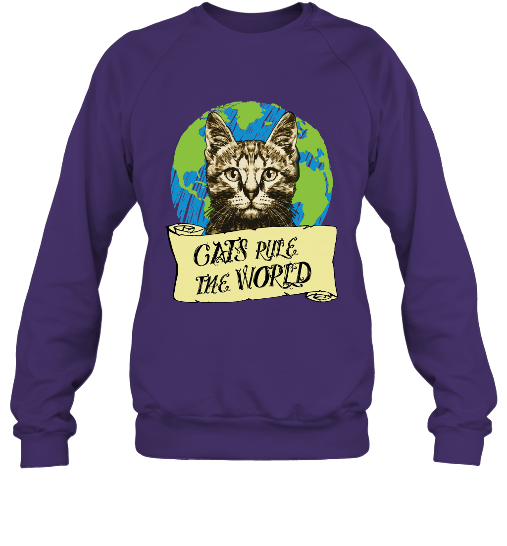 Cats Rule The World Kitten Shirt Sweatshirt Sweatshirt Purple