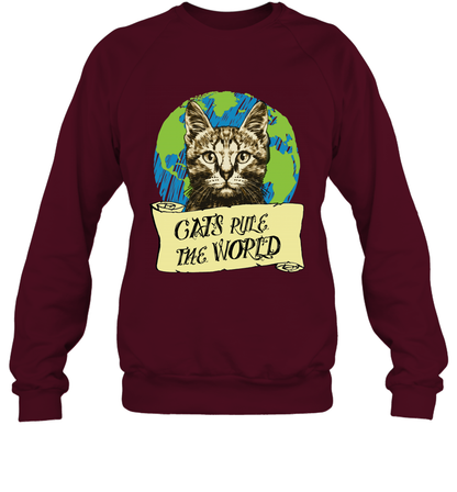 Cats Rule The World Kitten Shirt Sweatshirt Sweatshirt Maroon